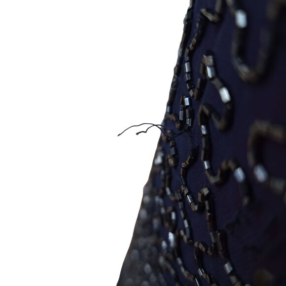 Vintage 1980's-90's Cache Beaded Formal Dress with Tie Halter Neck Purple-Blue - Picture 8 of 10